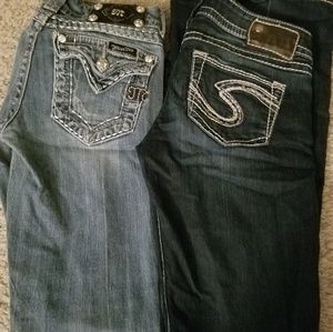 2 pairs of Jean's Miss Me and Silver size 25